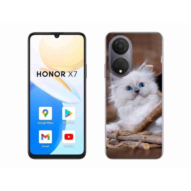Gelový kryt mmCase na mobil Honor X7 - bílé kotě