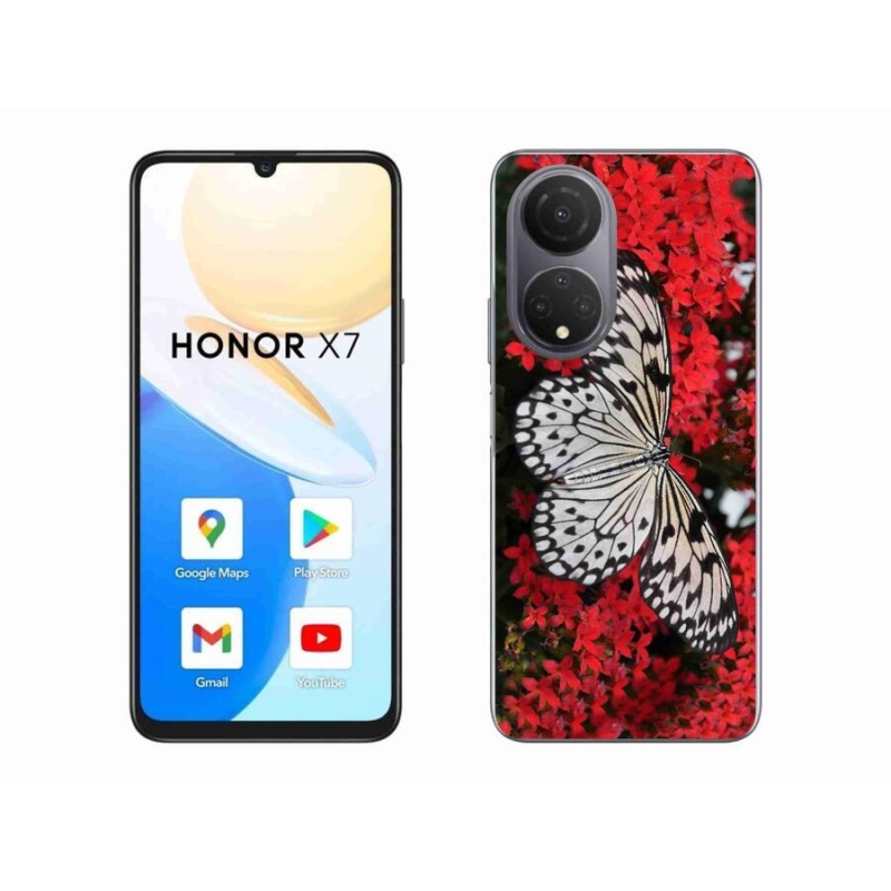Gelový kryt mmCase na mobil Honor X7 - černobílý motýl 1