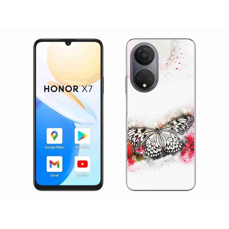 Gelový kryt mmCase na mobil Honor X7 - černobílý motýl