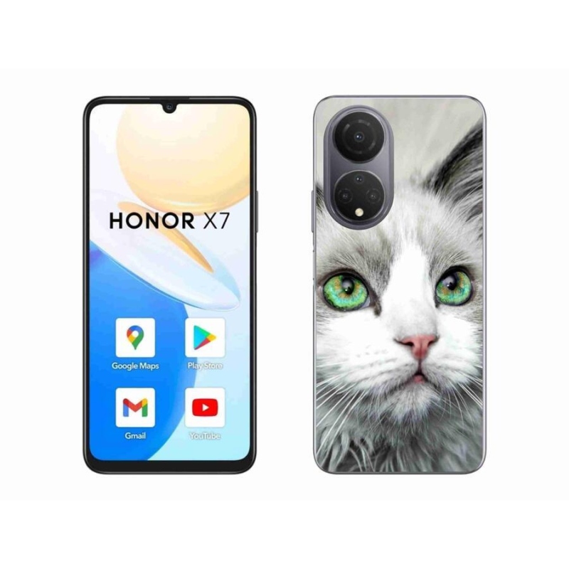 Gelový kryt mmCase na mobil Honor X7 - kočičí pohled