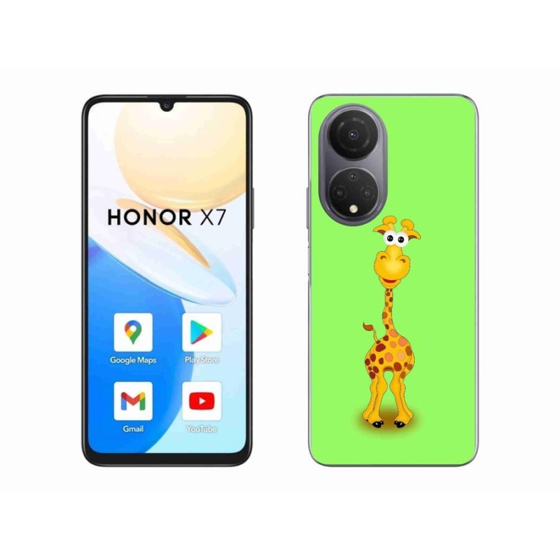 Gelový kryt mmCase na mobil Honor X7 - kreslená žirafa
