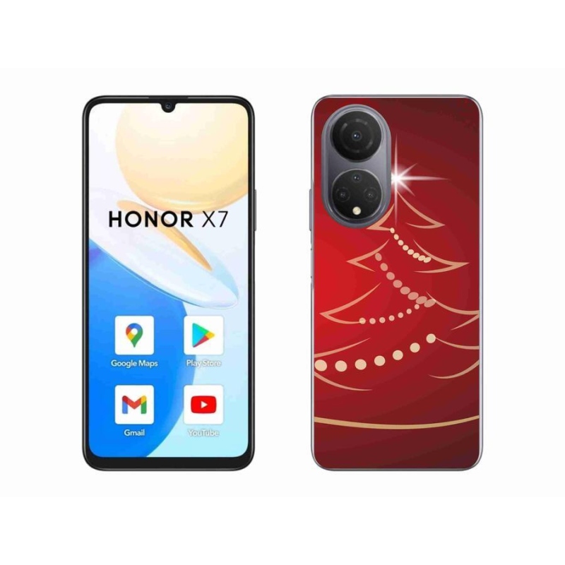 Gelový kryt mmCase na mobil Honor X7 - kreslený vánoční stromek
