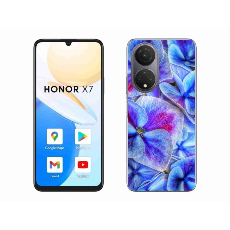 Gelový kryt mmCase na mobil Honor X7 - modré květy 1