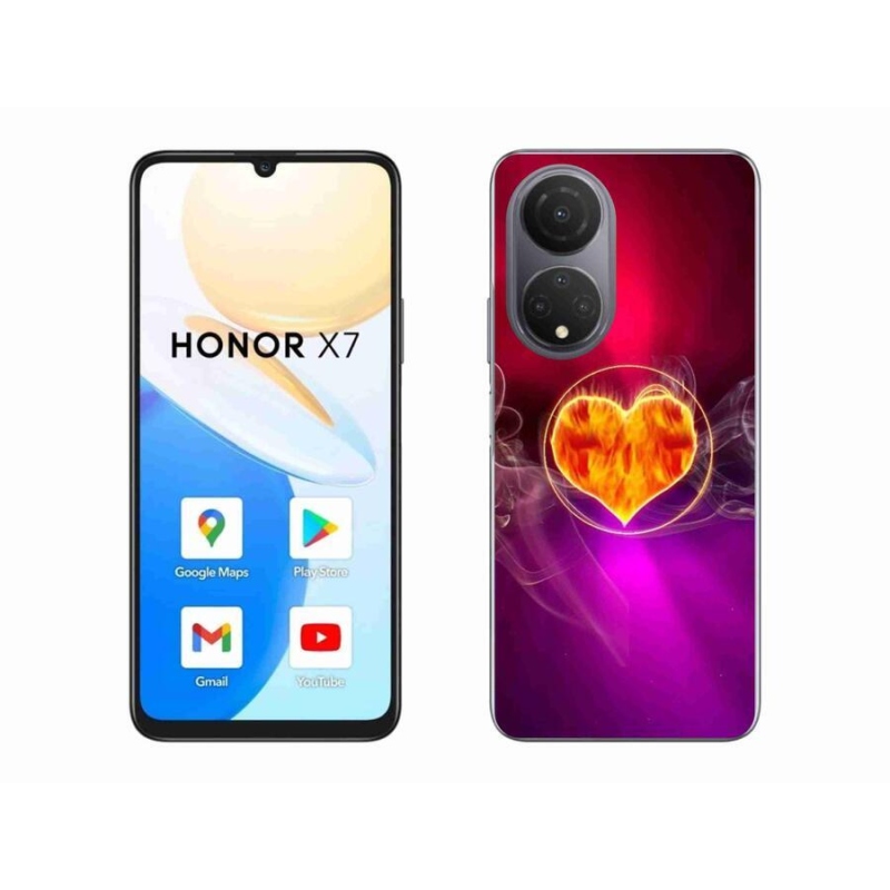 Gelový kryt mmCase na mobil Honor X7 - ohnivé srdce