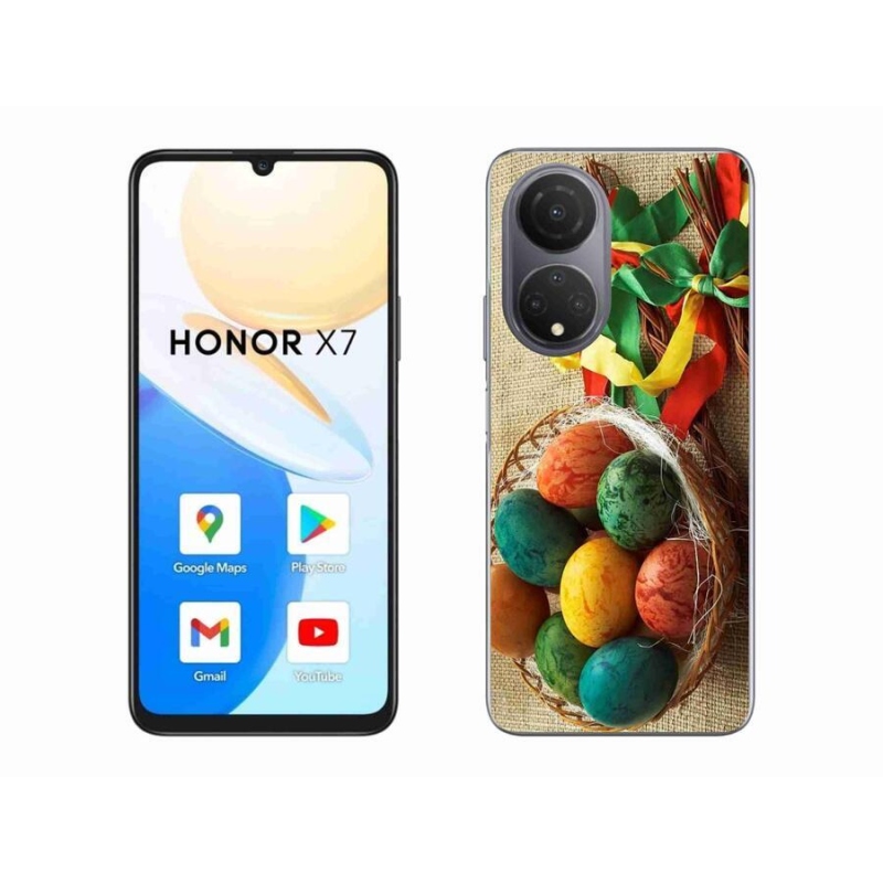 Gelový kryt mmCase na mobil Honor X7 - pomlázky a vajíčka