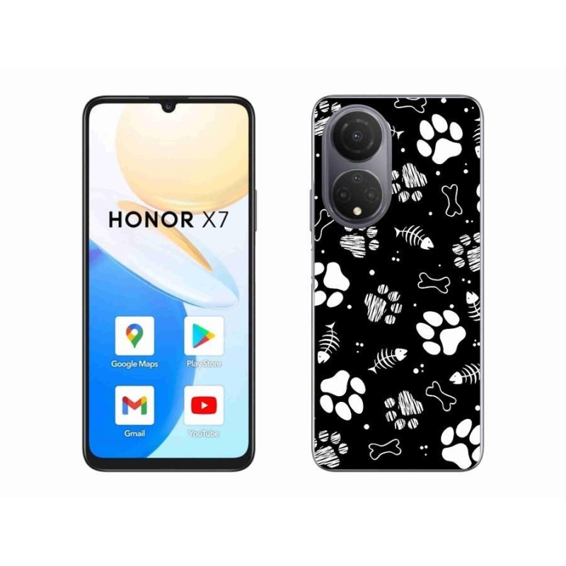 Gelový kryt mmCase na mobil Honor X7 - psí tlapky