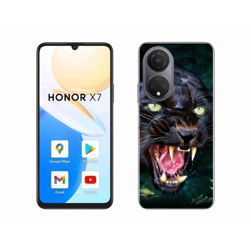 Gelový kryt mmCase na mobil Honor X7 - rozzuřený černý panter