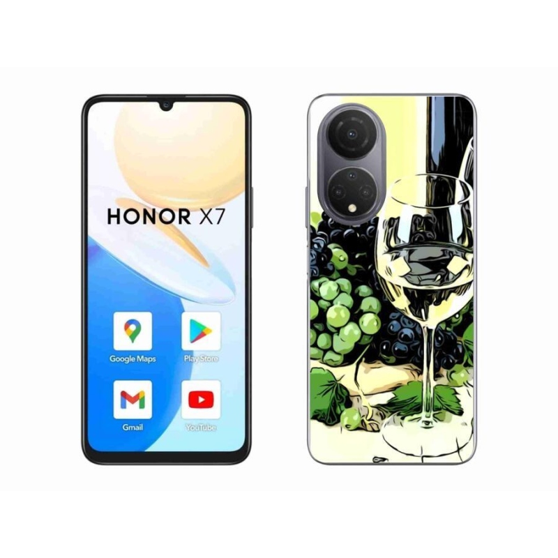 Gelový kryt mmCase na mobil Honor X7 - sklenka vína