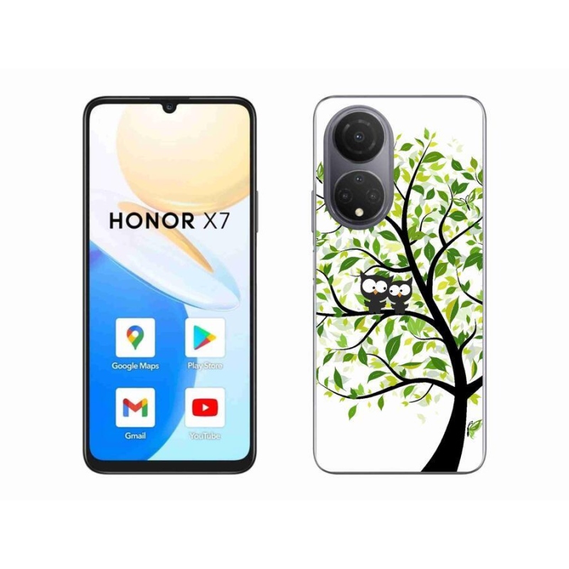 Gelový kryt mmCase na mobil Honor X7 - sovičky na stromě