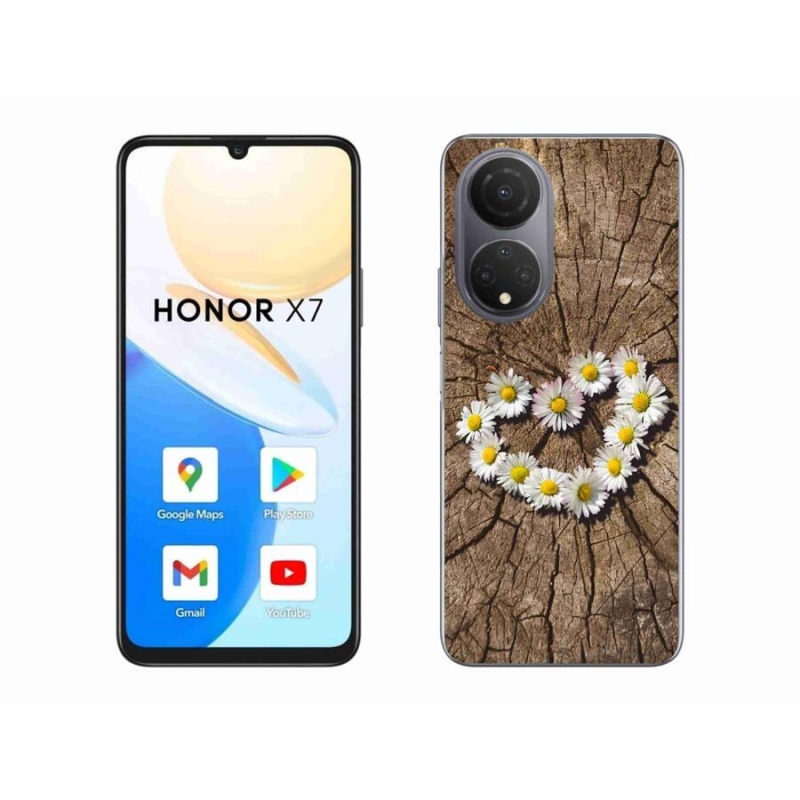 Gelový kryt mmCase na mobil Honor X7 - srdce z kopretin