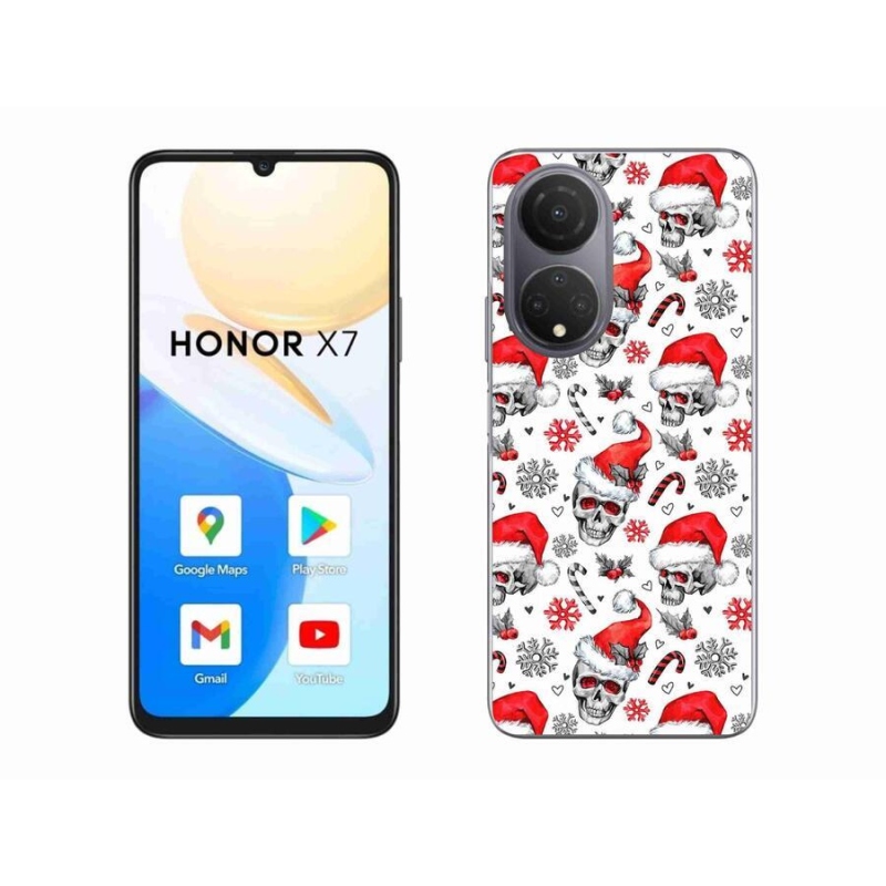 Gelový kryt mmCase na mobil Honor X7 - vánoční lebky
