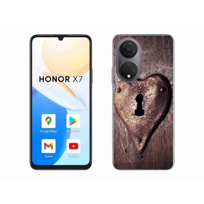Gelový kryt mmCase na mobil Honor X7 - zámek ve tvaru srdce
