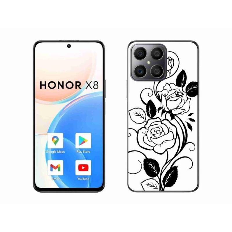 Gelový kryt mmCase na mobil Honor X8 4G - černobílá růže