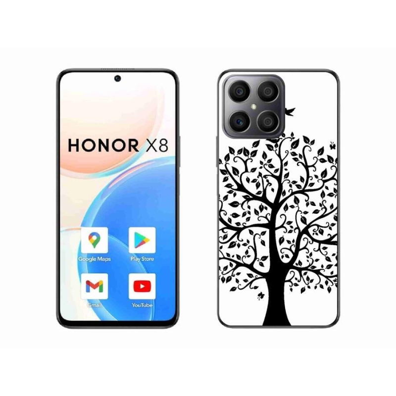 Gelový kryt mmCase na mobil Honor X8 4G - černobílý strom
