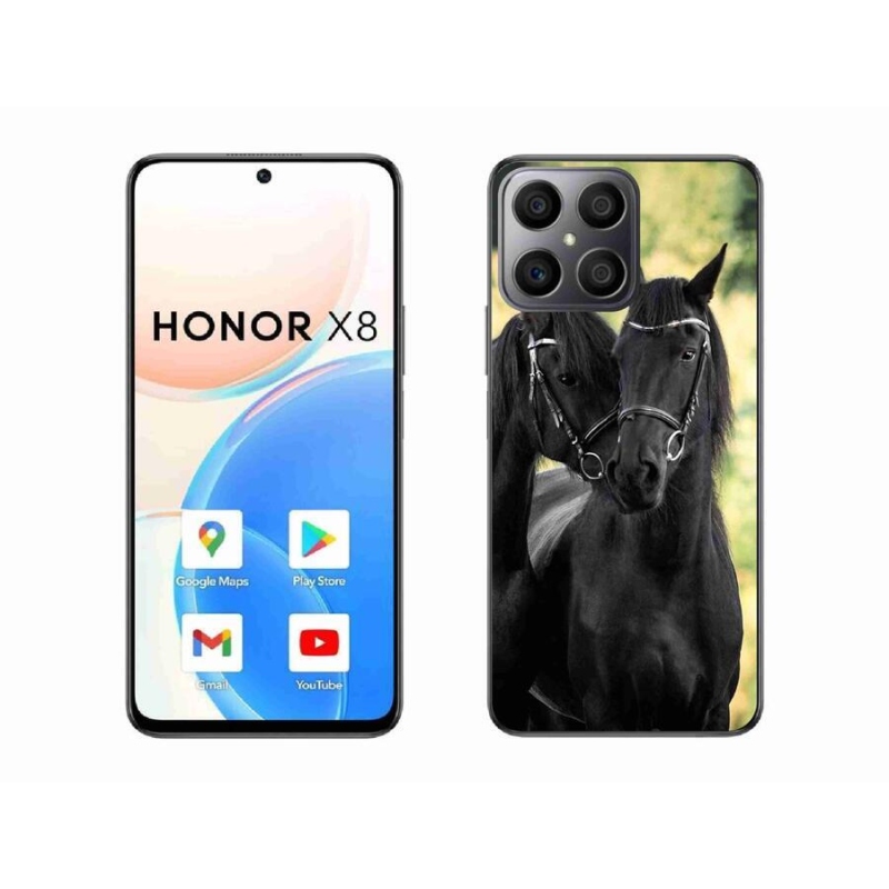 Gelový kryt mmCase na mobil Honor X8 4G - dva černí koně
