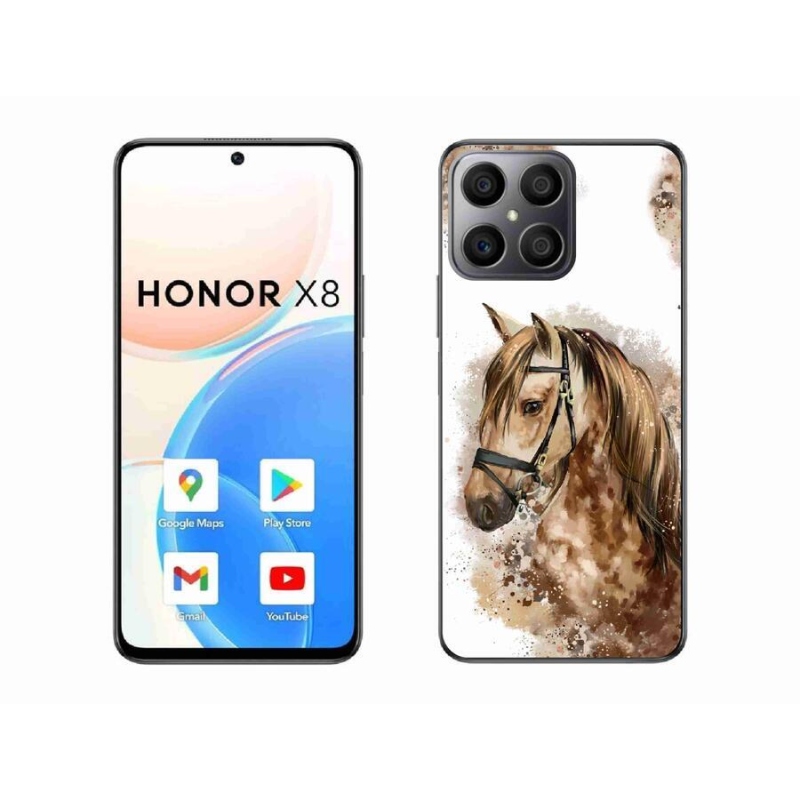 Gelový kryt mmCase na mobil Honor X8 4G - hnědý kreslený kůň