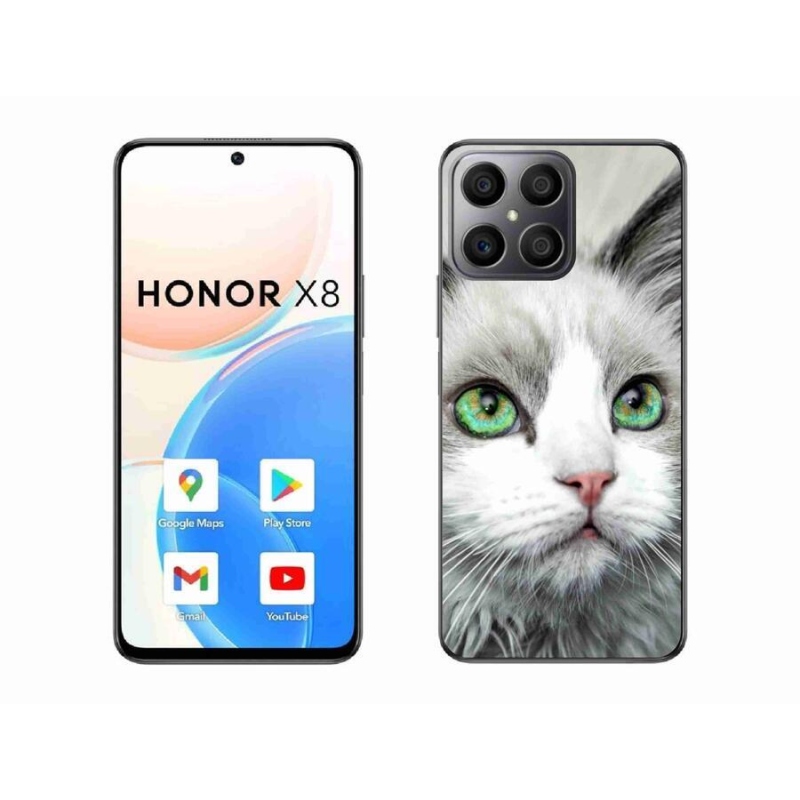 Gelový kryt mmCase na mobil Honor X8 4G - kočičí pohled