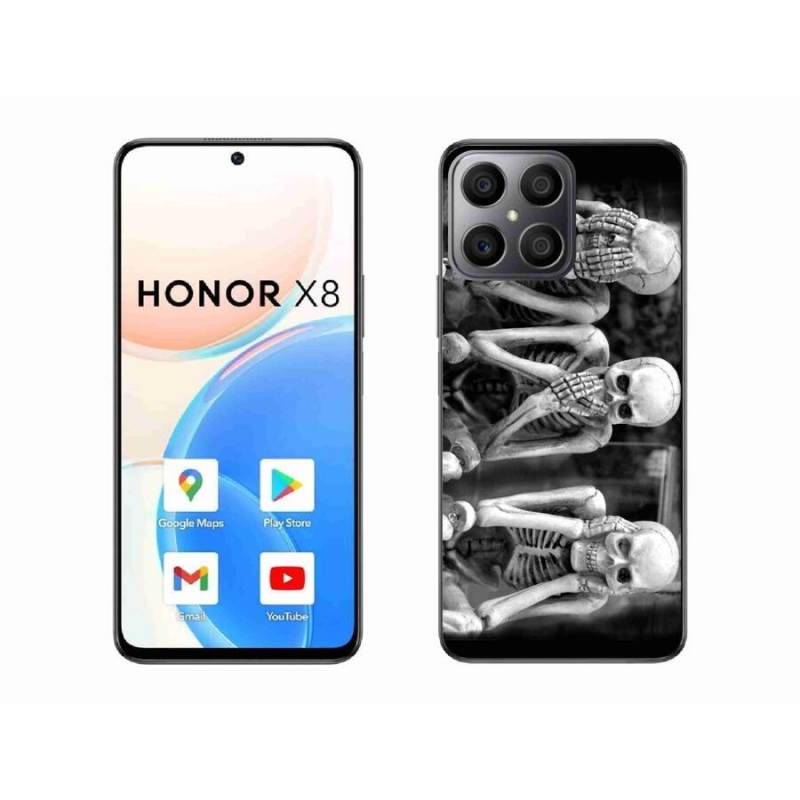 Gelový kryt mmCase na mobil Honor X8 4G - kostlivci