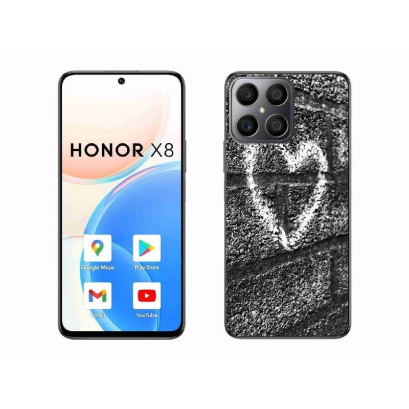 Gelový kryt mmCase na mobil Honor X8 4G - srdce na zdi