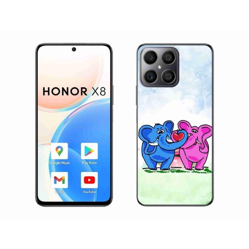 Gelový kryt mmCase na mobil Honor X8 4G - zamilovaní sloni