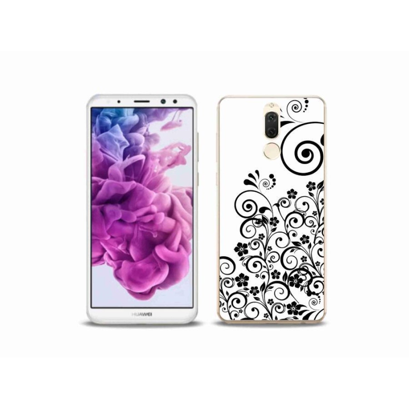 Gelový kryt mmCase na mobil Huawei Mate 10 Lite - černobílé květinové vzory