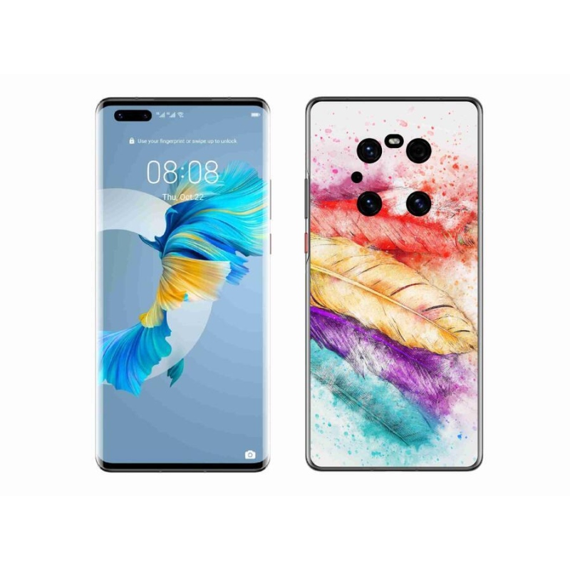 Gelový kryt mmCase na mobil Huawei Mate 40 Pro - barevné peří