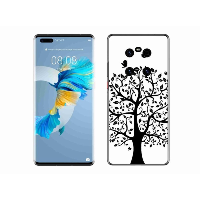 Gelový kryt mmCase na mobil Huawei Mate 40 Pro - černobílý strom