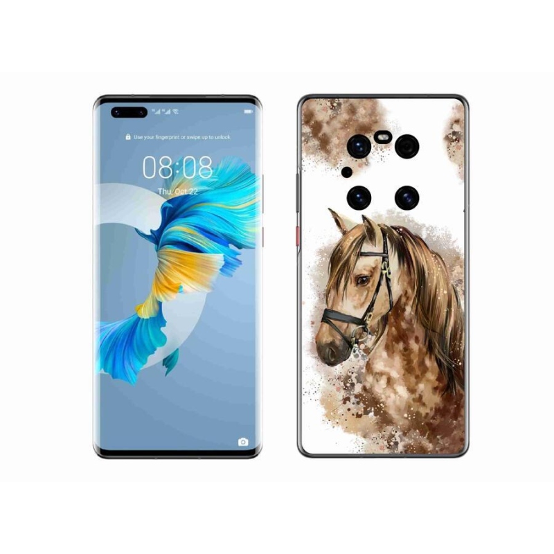 Gelový kryt mmCase na mobil Huawei Mate 40 Pro - hnědý kreslený kůň