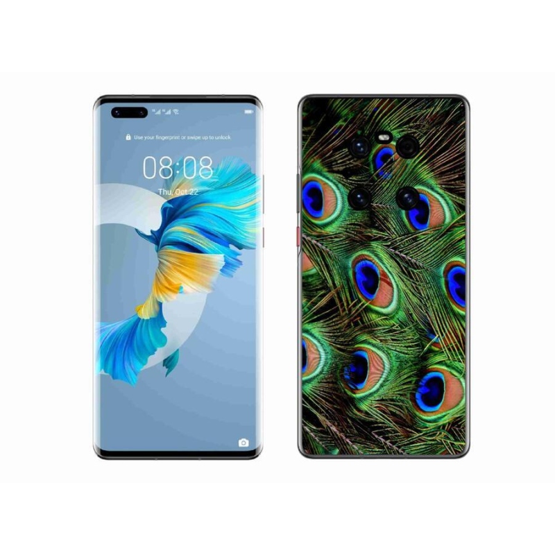 Gelový kryt mmCase na mobil Huawei Mate 40 Pro - paví peří