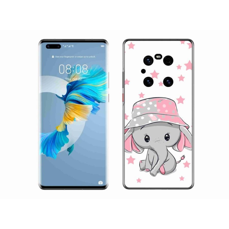 Gelový kryt mmCase na mobil Huawei Mate 40 Pro - růžový slon