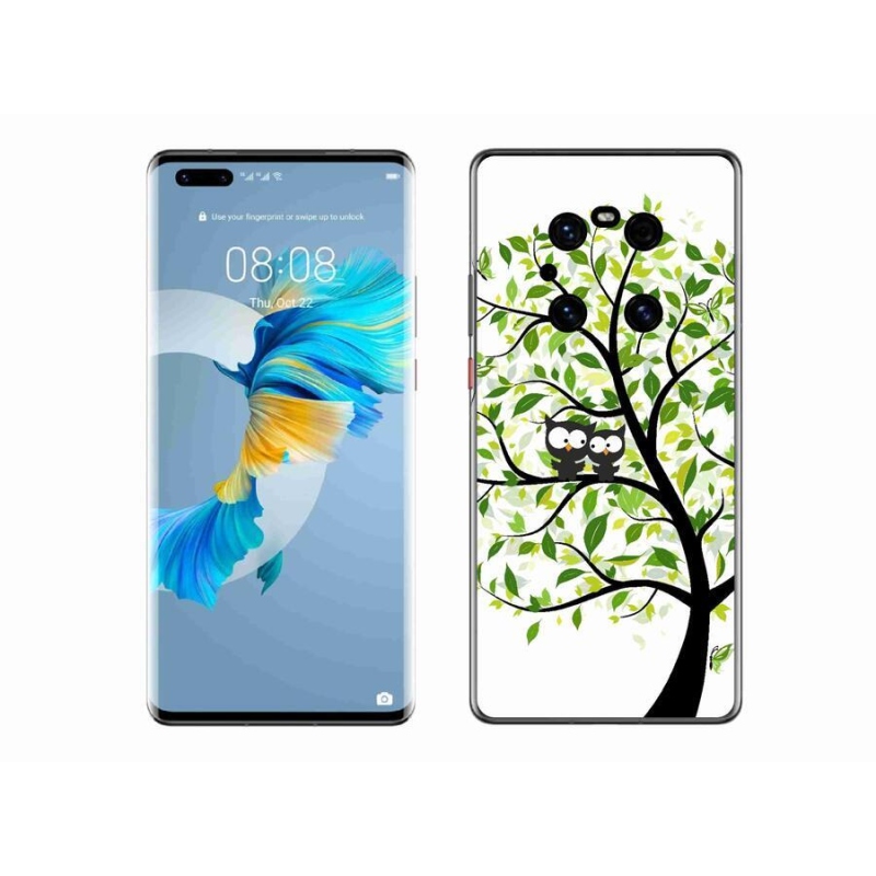 Gelový kryt mmCase na mobil Huawei Mate 40 Pro - sovičky na stromě
