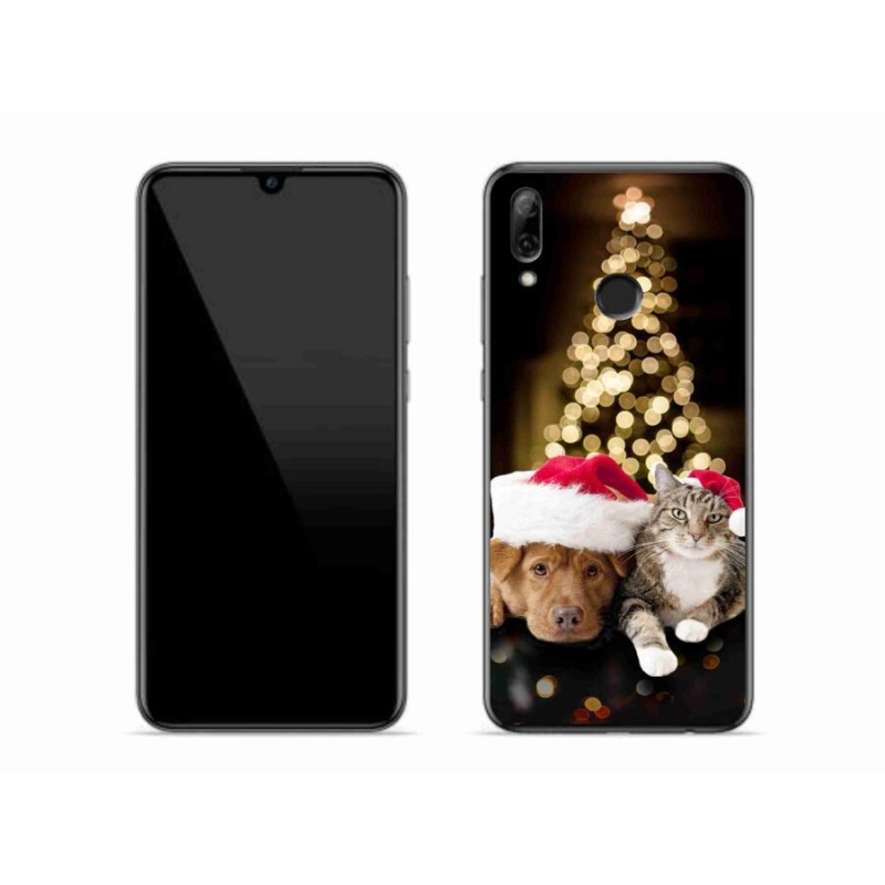 Gelový kryt mmCase na mobil Huawei P Smart (2019) - vánoční pes a kočka