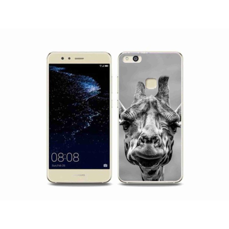 Gelový kryt mmCase na mobil Huawei P10 Lite - černobílá žirafa
