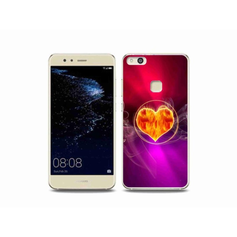 Gelový kryt mmCase na mobil Huawei P10 Lite - ohnivé srdce