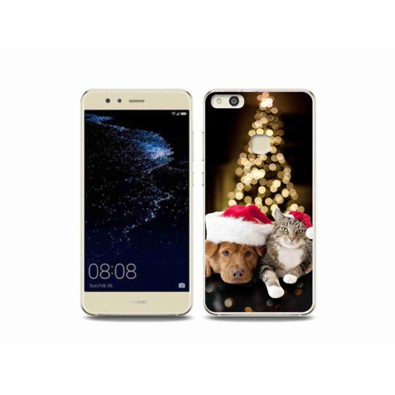 Gelový kryt mmCase na mobil Huawei P10 Lite - vánoční pes a kočka