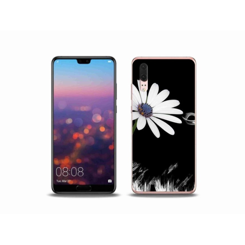 Gelový kryt mmCase na mobil Huawei P20 - bílá květina