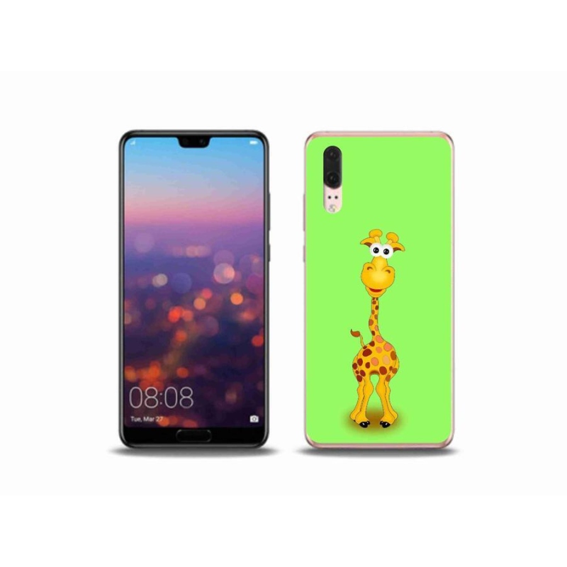 Gelový kryt mmCase na mobil Huawei P20 - kreslená žirafa