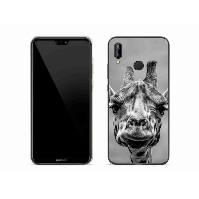 Gelový kryt mmCase na mobil Huawei P20 Lite - černobílá žirafa