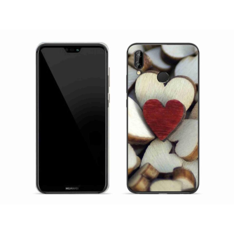 Gelový kryt mmCase na mobil Huawei P20 Lite - gravírované červené srdce