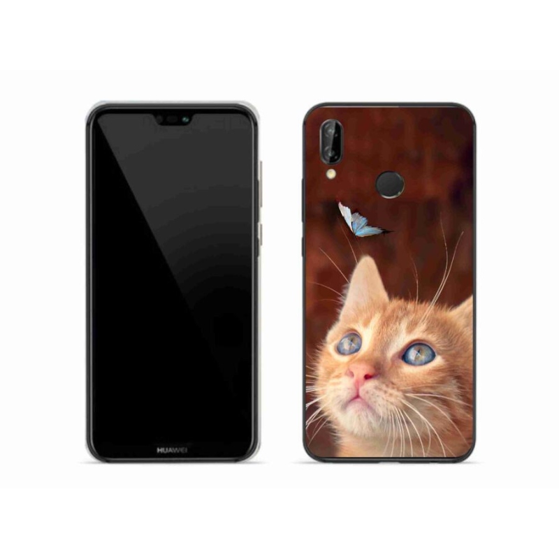 Gelový kryt mmCase na mobil Huawei P20 Lite - motýl a kotě