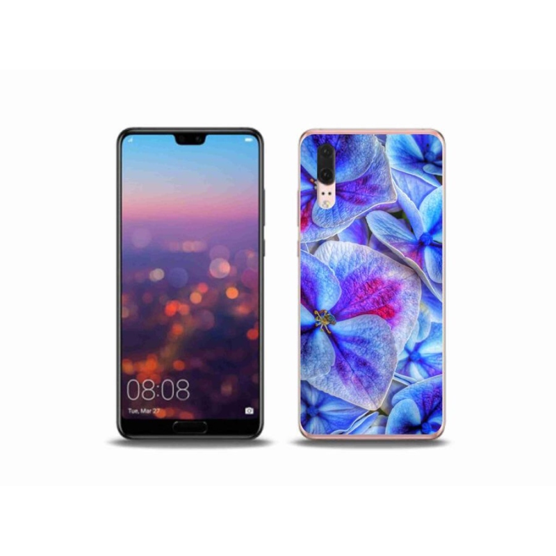 Gelový kryt mmCase na mobil Huawei P20 - modré květy 1