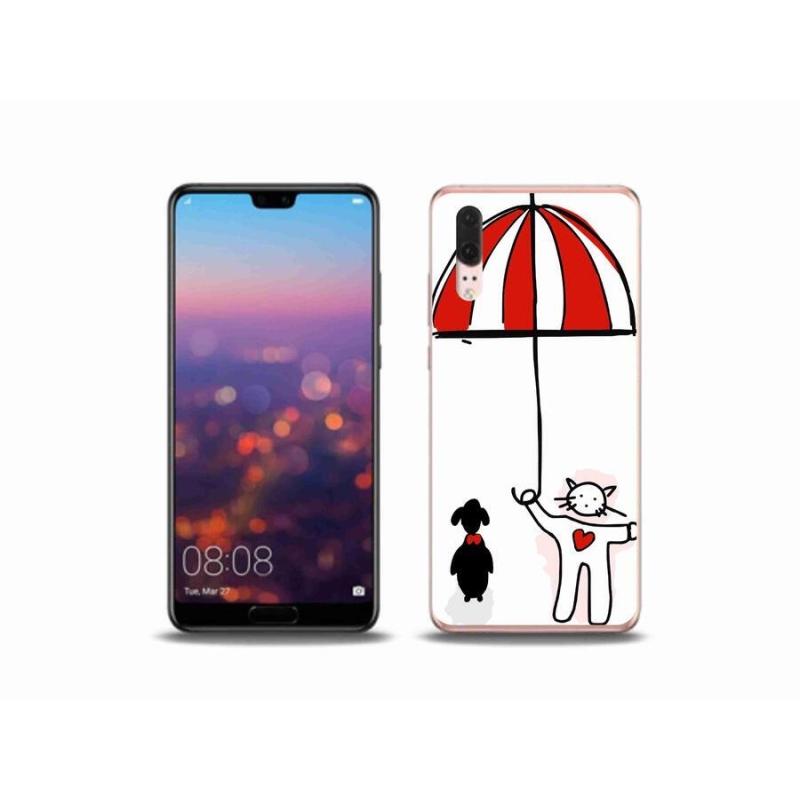 Gelový kryt mmCase na mobil Huawei P20 - pejsek a kočička