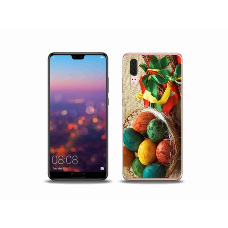 Gelový kryt mmCase na mobil Huawei P20 - pomlázky a vajíčka