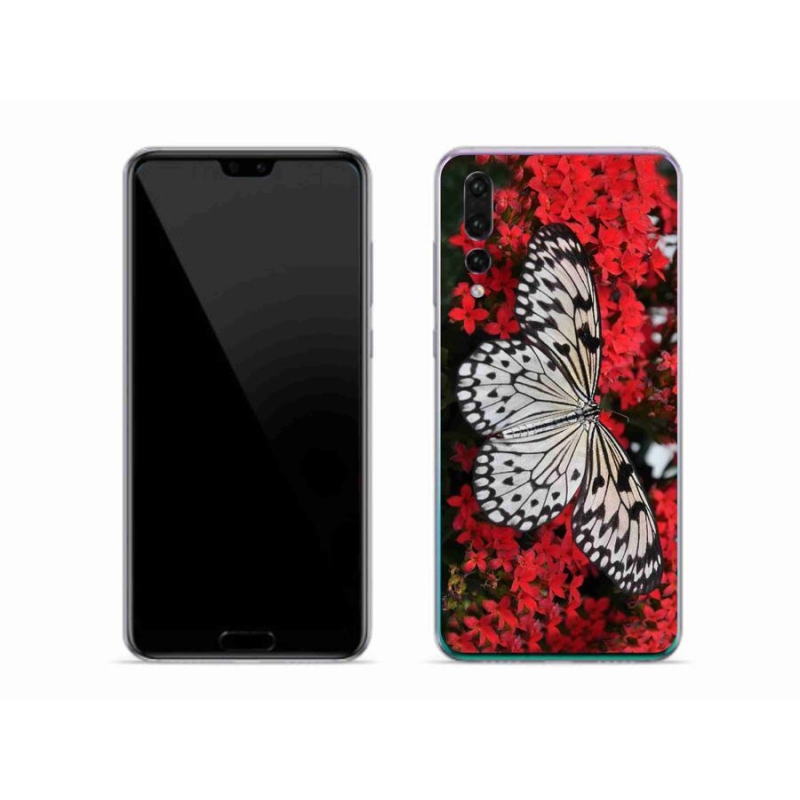 Gelový kryt mmCase na mobil Huawei P20 Pro - černobílý motýl 1