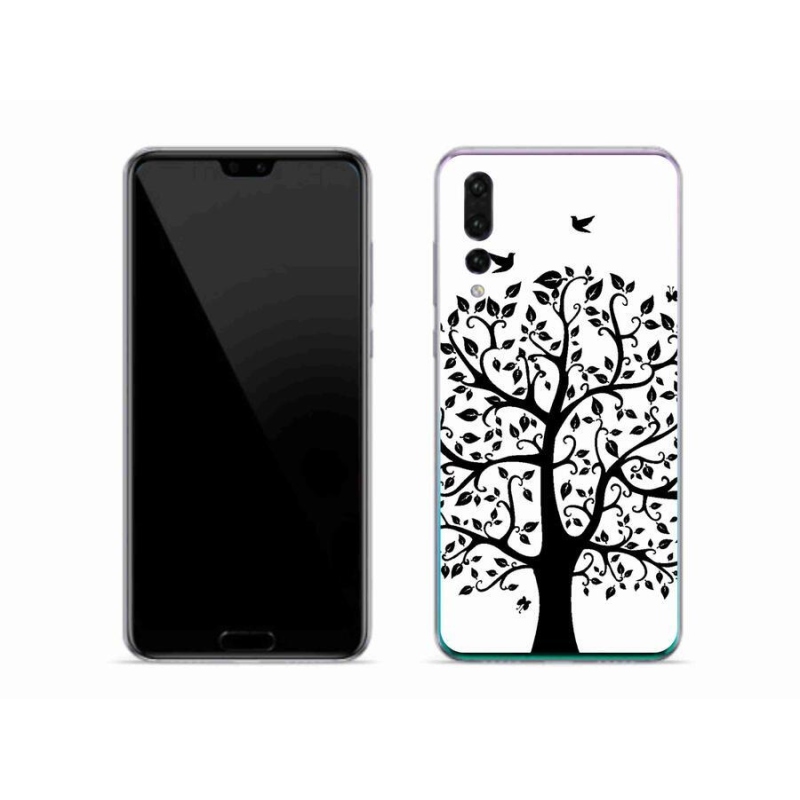 Gelový kryt mmCase na mobil Huawei P20 Pro - černobílý strom