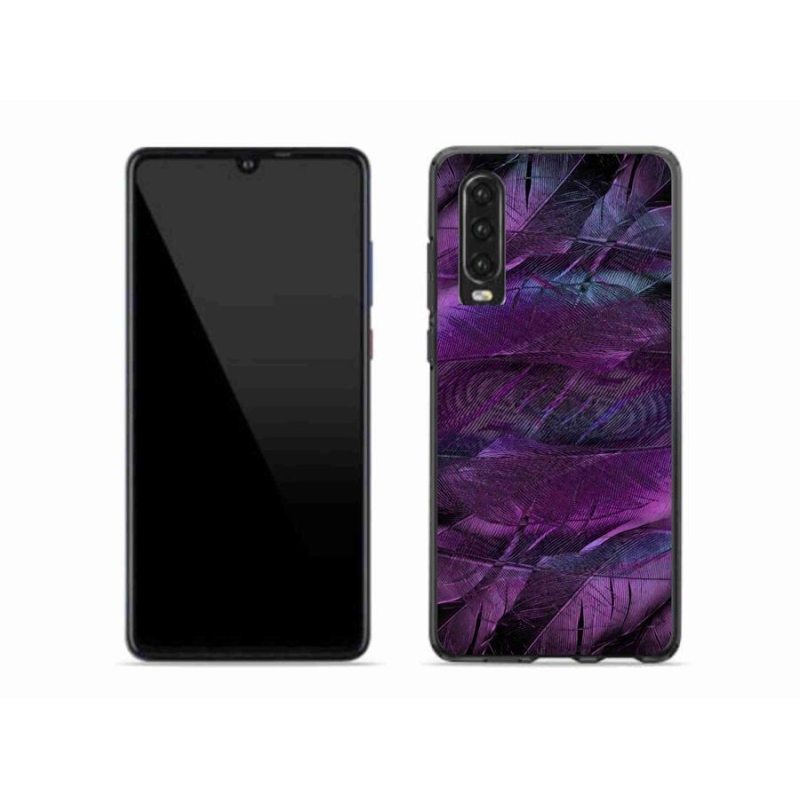 Gelový kryt mmCase na mobil Huawei P30 - fialová pírka