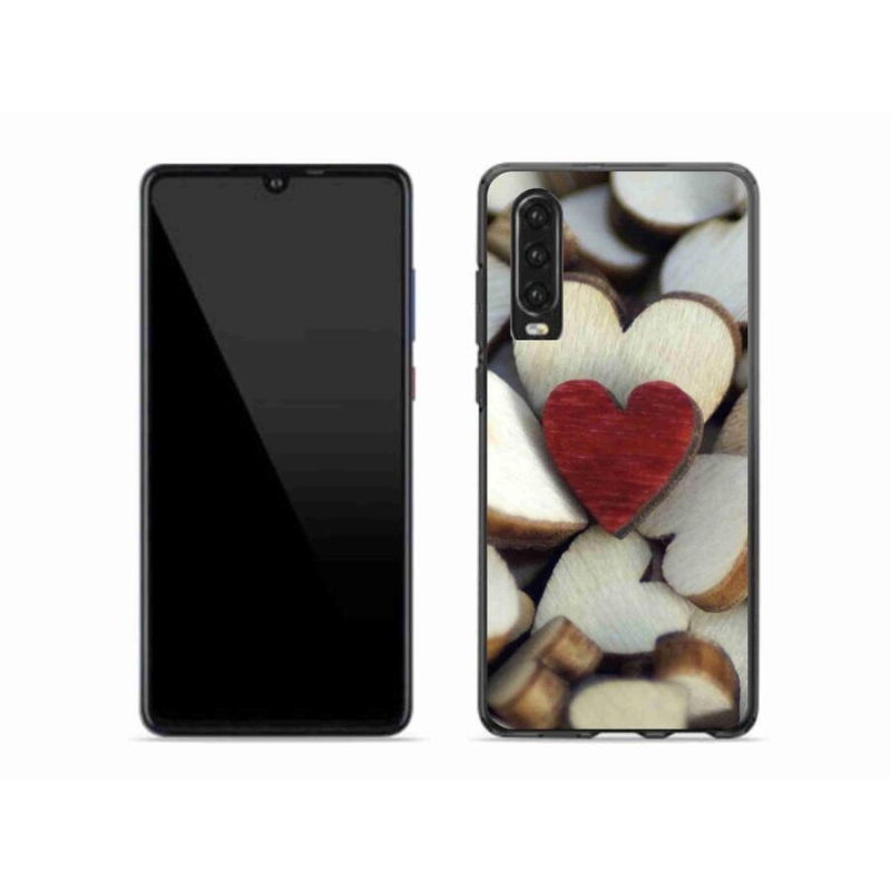 Gelový kryt mmCase na mobil Huawei P30 - gravírované červené srdce