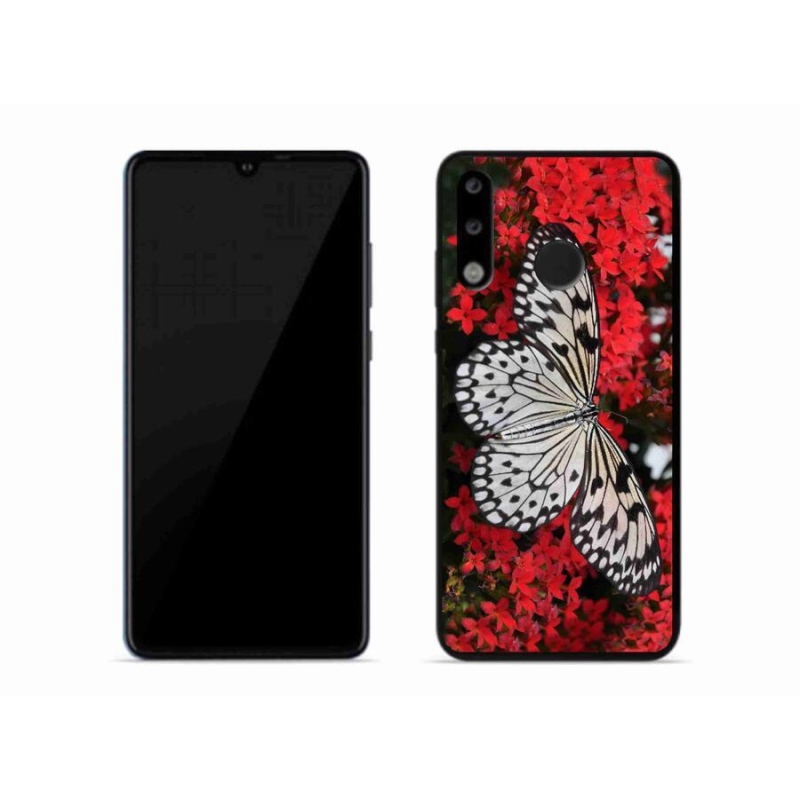 Gelový kryt mmCase na mobil Huawei P30 Lite - černobílý motýl 1