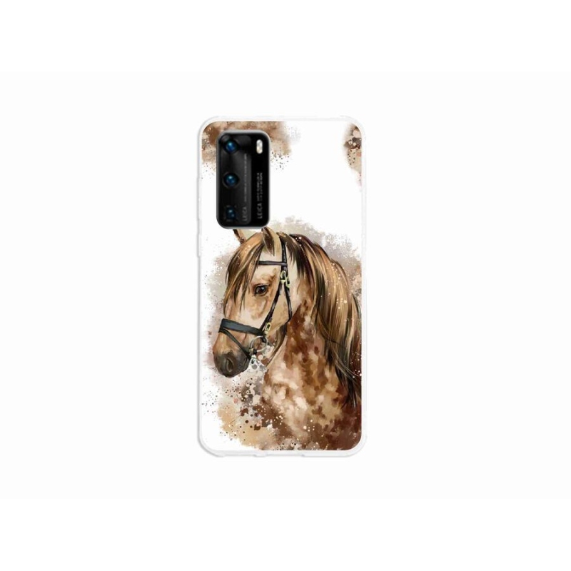 Gelový kryt mmCase na mobil Huawei P40 - hnědý kreslený kůň