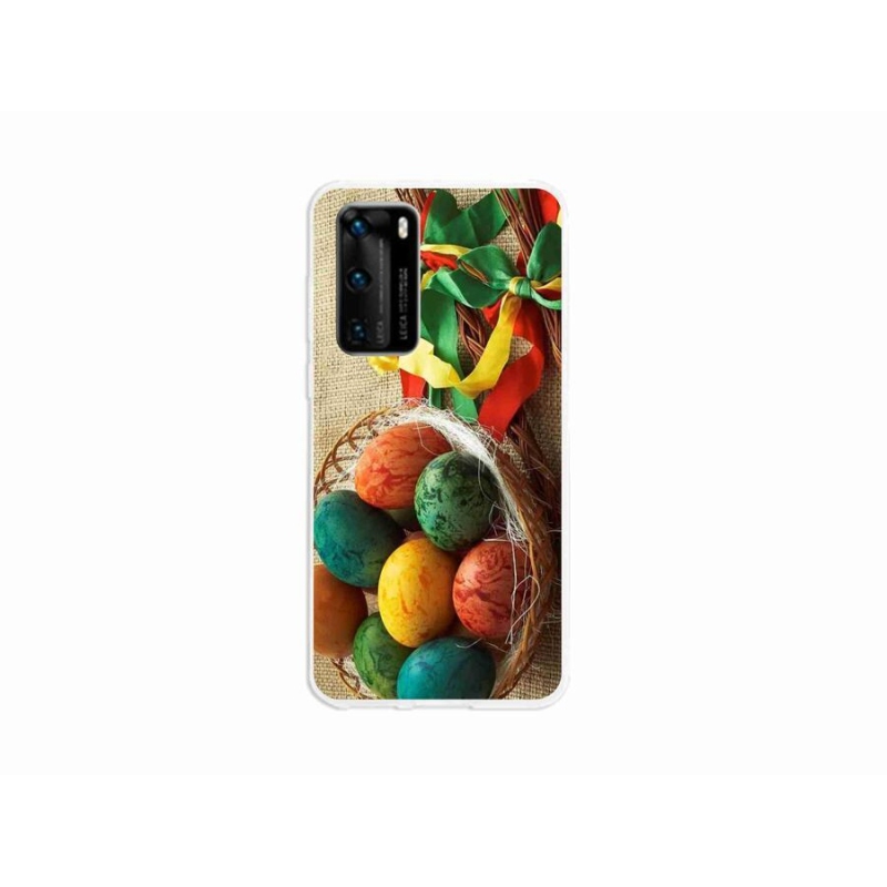 Gelový kryt mmCase na mobil Huawei P40 - pomlázky a vajíčka